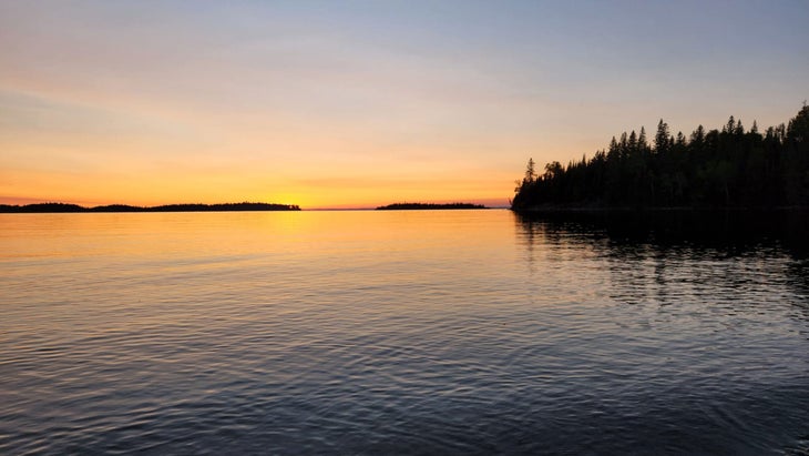 sunset at Todd Harbor Campground in Isle Royale National Park