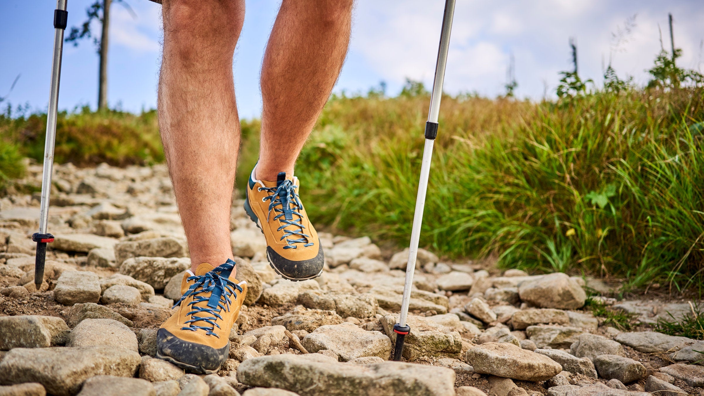 Hiker's feet on talus