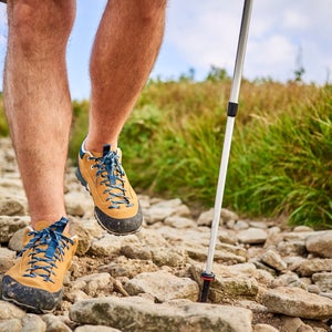 Hiker's feet on talus
