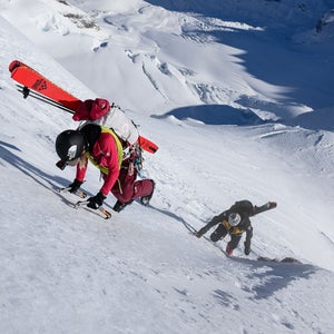 christina lustenberger and guillaume pierrel on the south face of mount robson