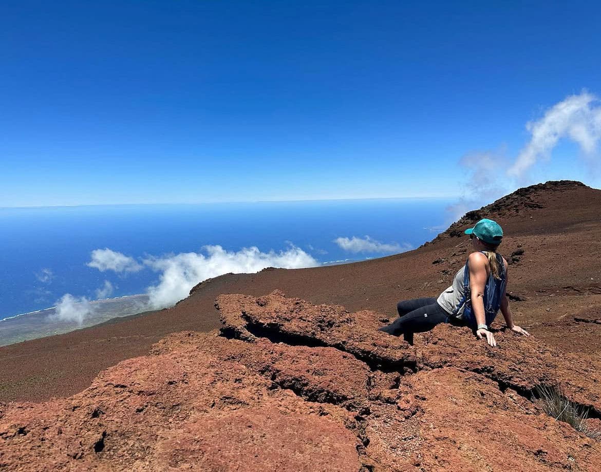 Jen Murphy at Polipoli Springs State Recreation Area in Maui, Hawaii