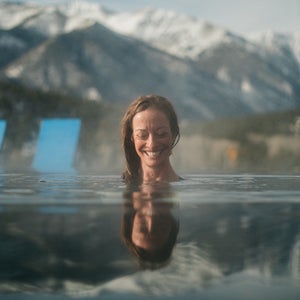 Woman soaks at Mount Princeton hot springs Colorado