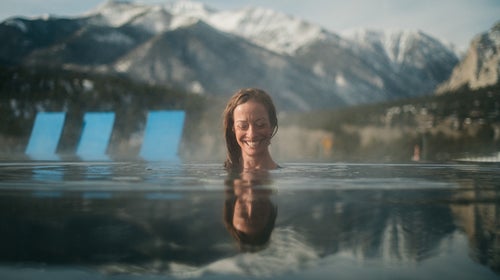 Woman soaks at Mount Princeton hot springs Colorado