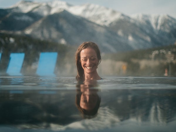Woman soaks at Mount Princeton hot springs Colorado
