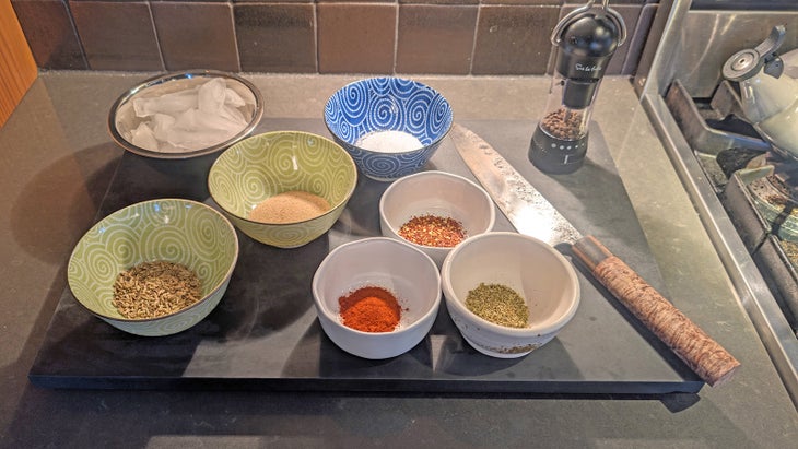 spices on a cutting board