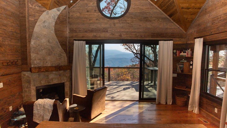 The Smoky Mountain Treehouse view of Great Smoky Mountain National Park from inside