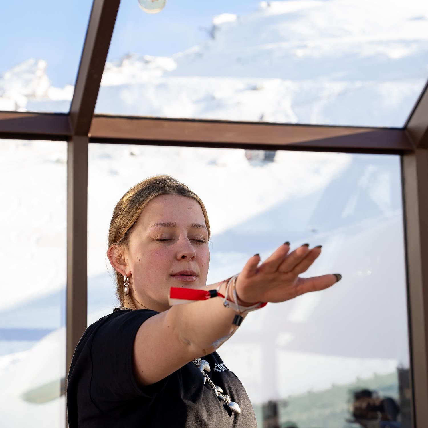 woman doing warrior pose