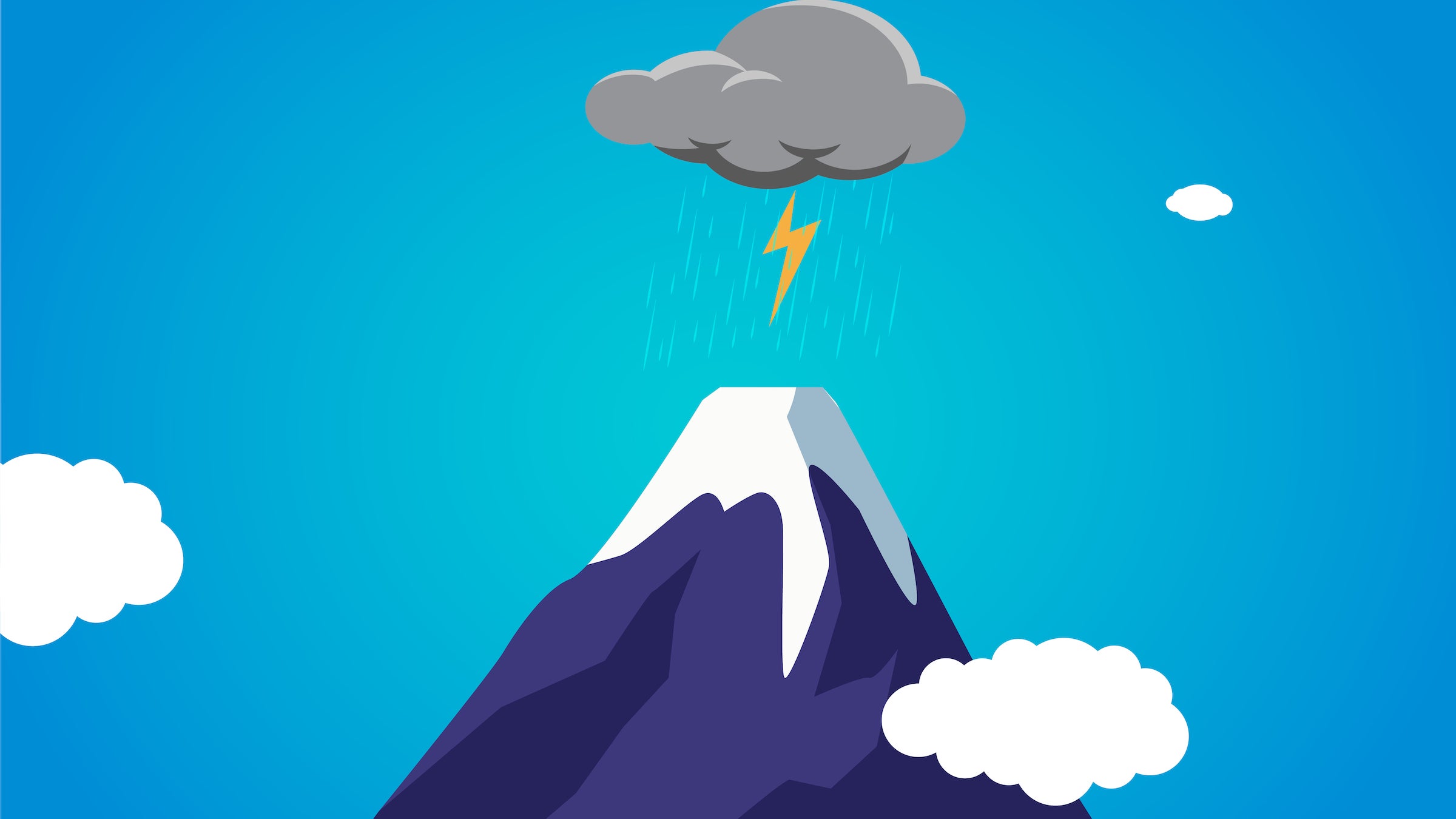 illustration of mountain with single storm cloud on top