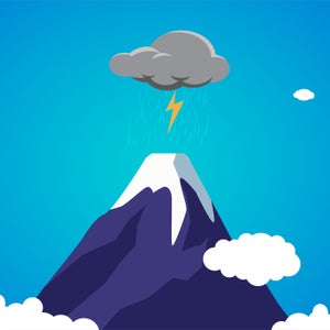 illustration of mountain with single storm cloud on top