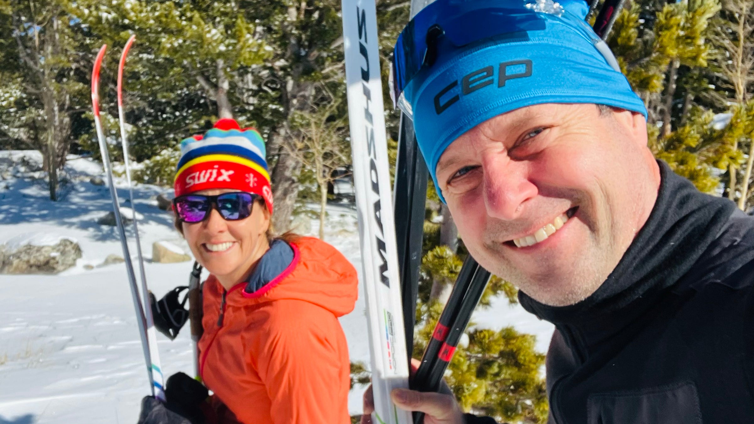 couple heading out on an XC Ski adventure