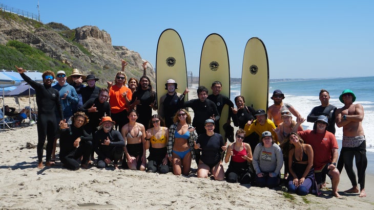 adult surf class at San Onofre Bluffs Beach, a worthy stop along one of the best road trips in the southwest