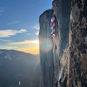upside down flag on el cap in yosemite