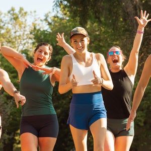 Arielle Knutson celebrating with group of athletic women