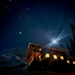 Icefall Lodge after dark
