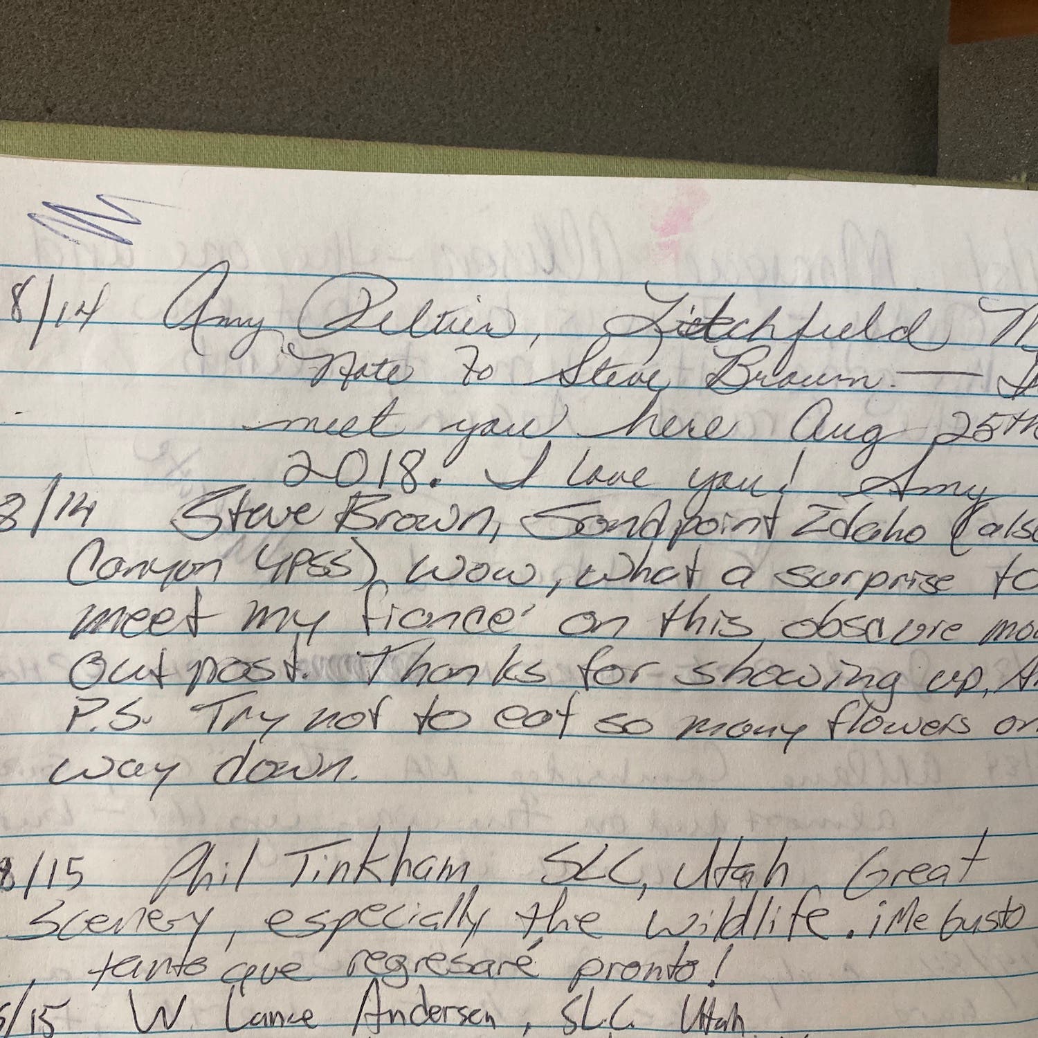 note from a summit register