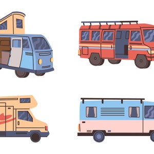 illustration of different kinds of vans