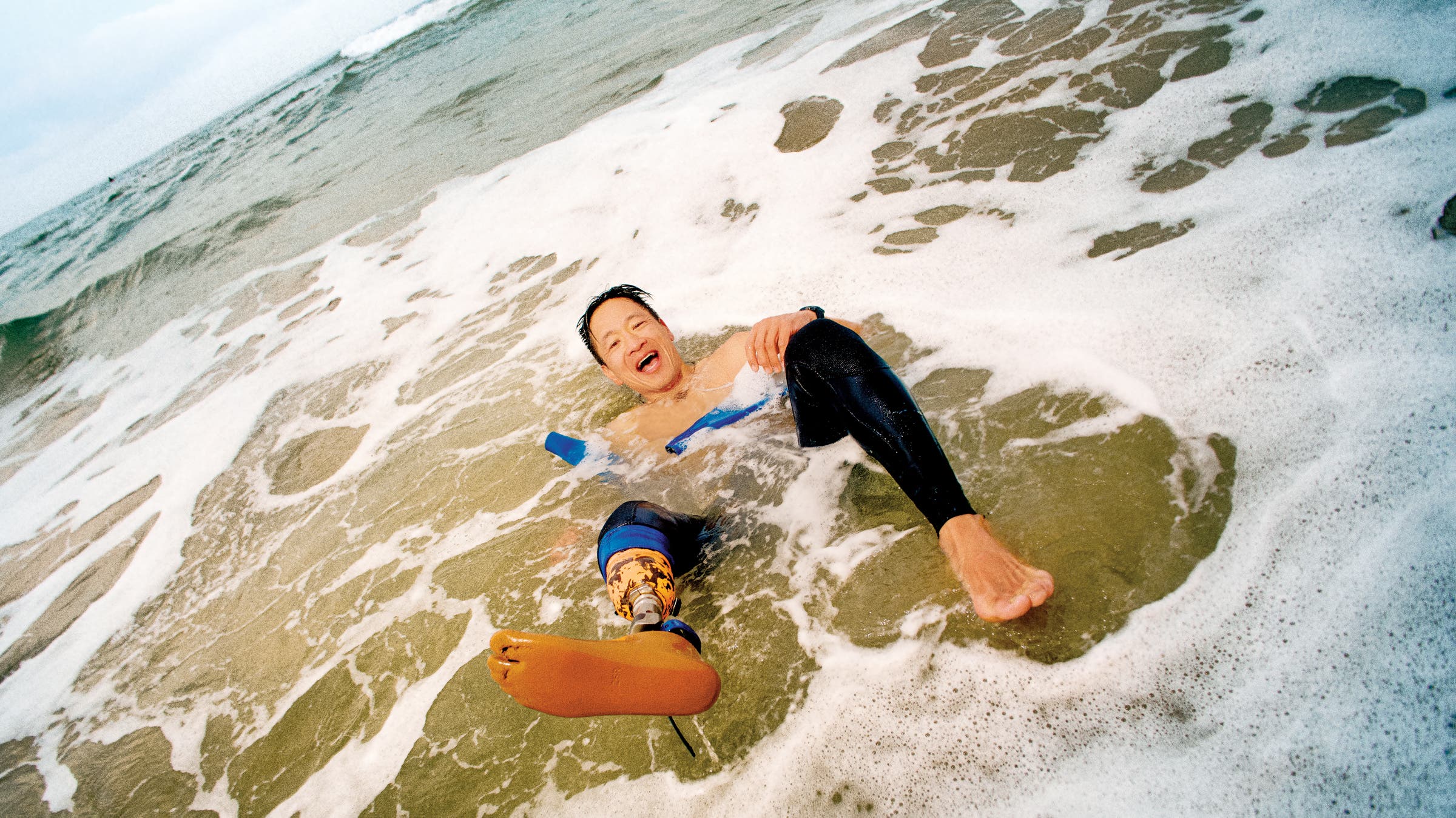 Lin at Black’s Beach, near UC San Diego, where he received his PhD and is now director of the Center for Human Frontiers at the Qualcomm Institute.