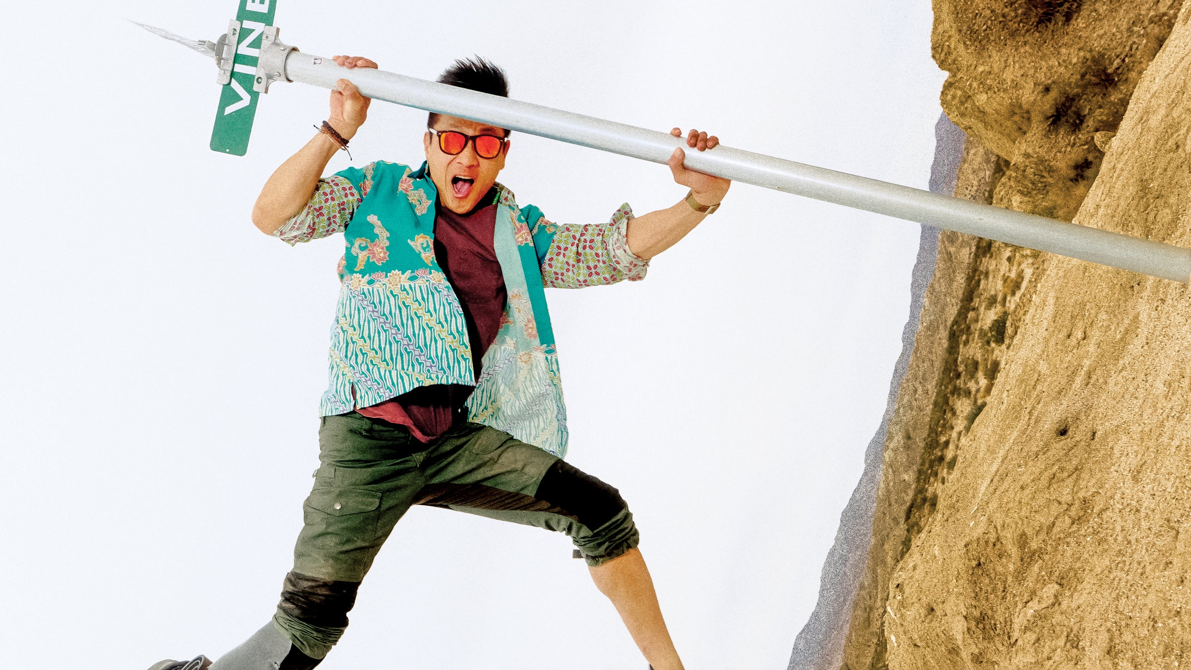 The Hollywood and Vine sign in the Anza-Borrego desert, a cheeky landmark and a popular party and camping meetup spot for Lin.