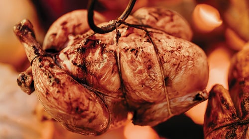 chicken over an open fire