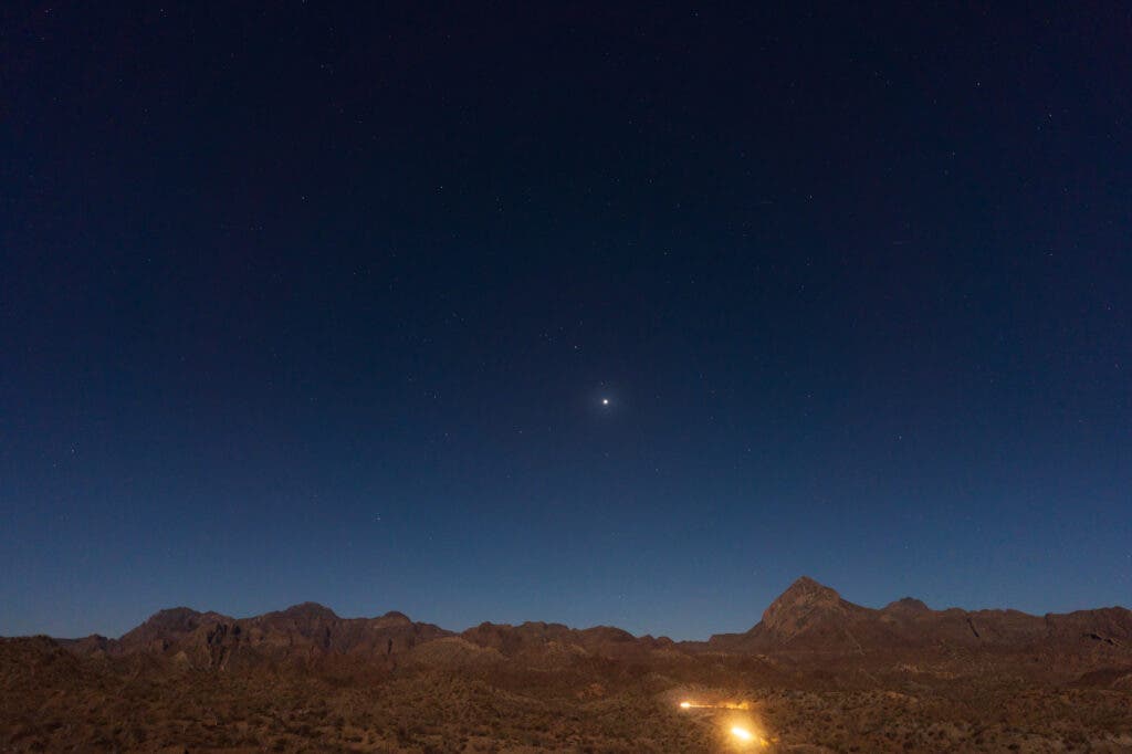 Night sky above the Sierra de la Giganta mountains outside of Loreto