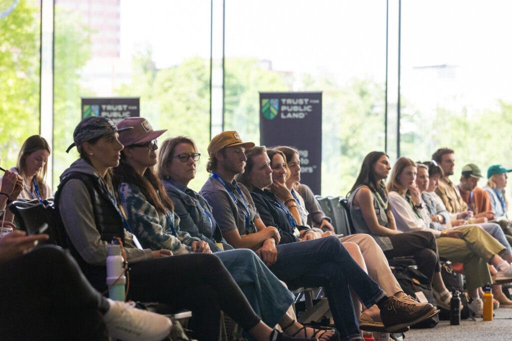 Outside Summit attendees