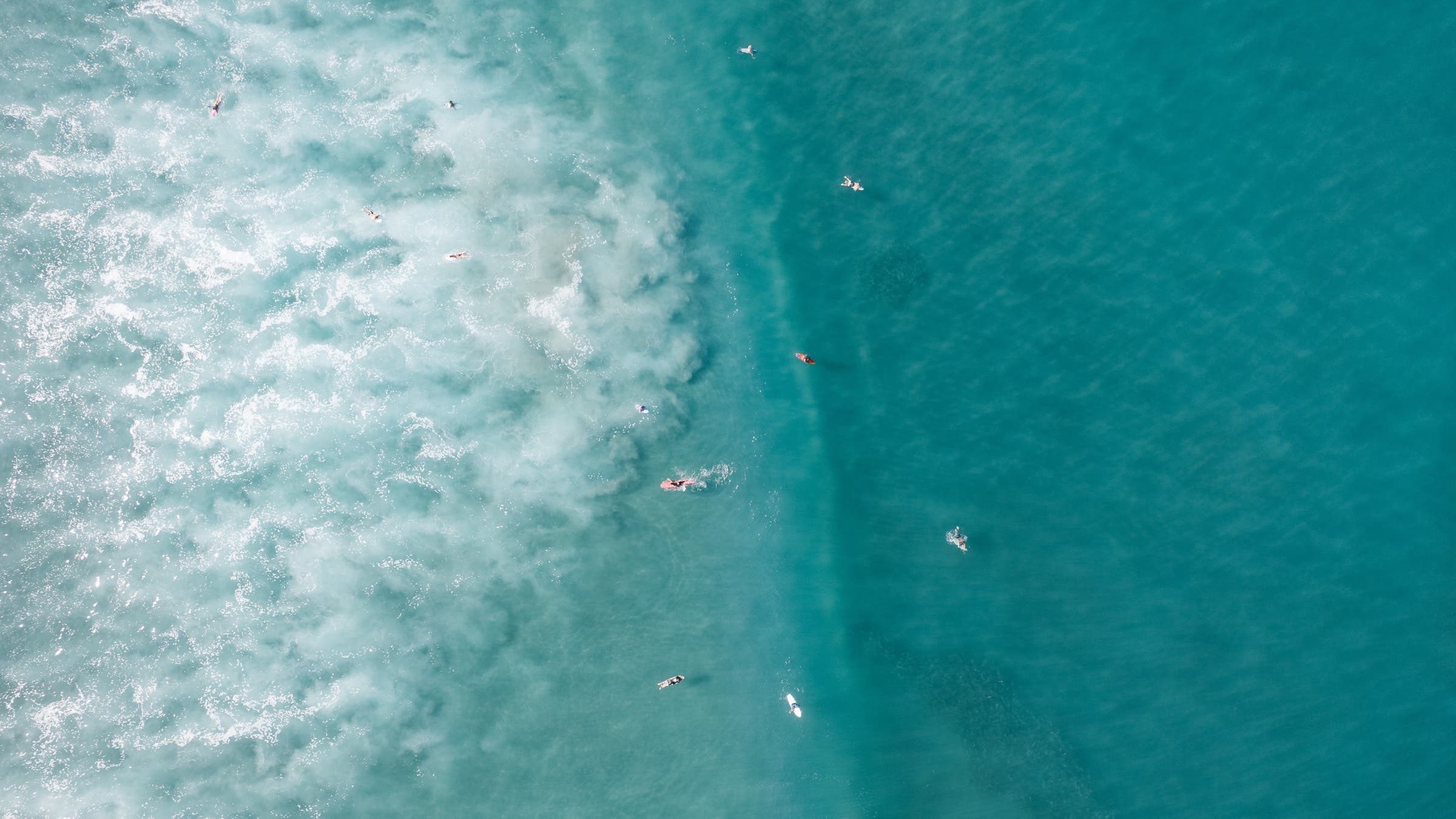 Drone photo of surfers