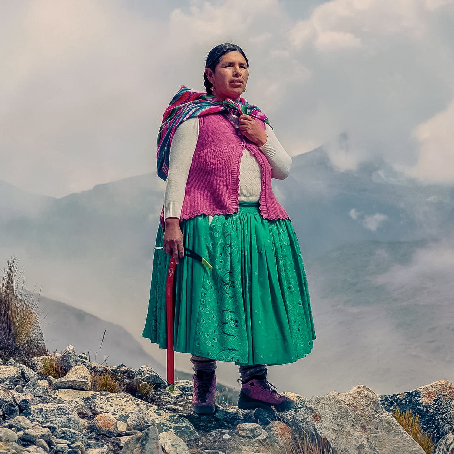 a member of the Cholitas Escaladoras Bolivianas