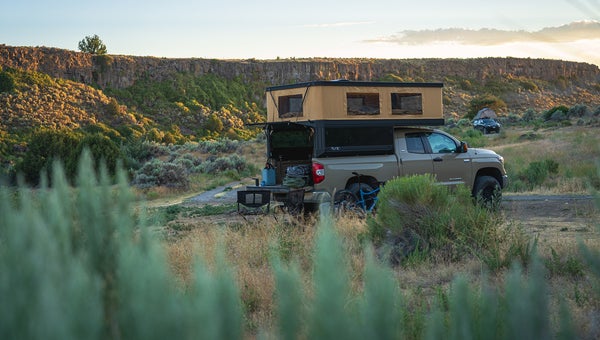 Tune1 Truck Camper on Toyota truck parked in desert