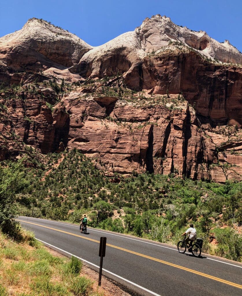 a cyclist in Zion