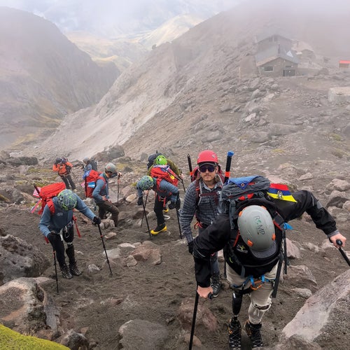 testing gear at elevation on Cayambe
