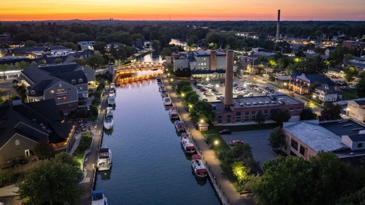 erie canal at night