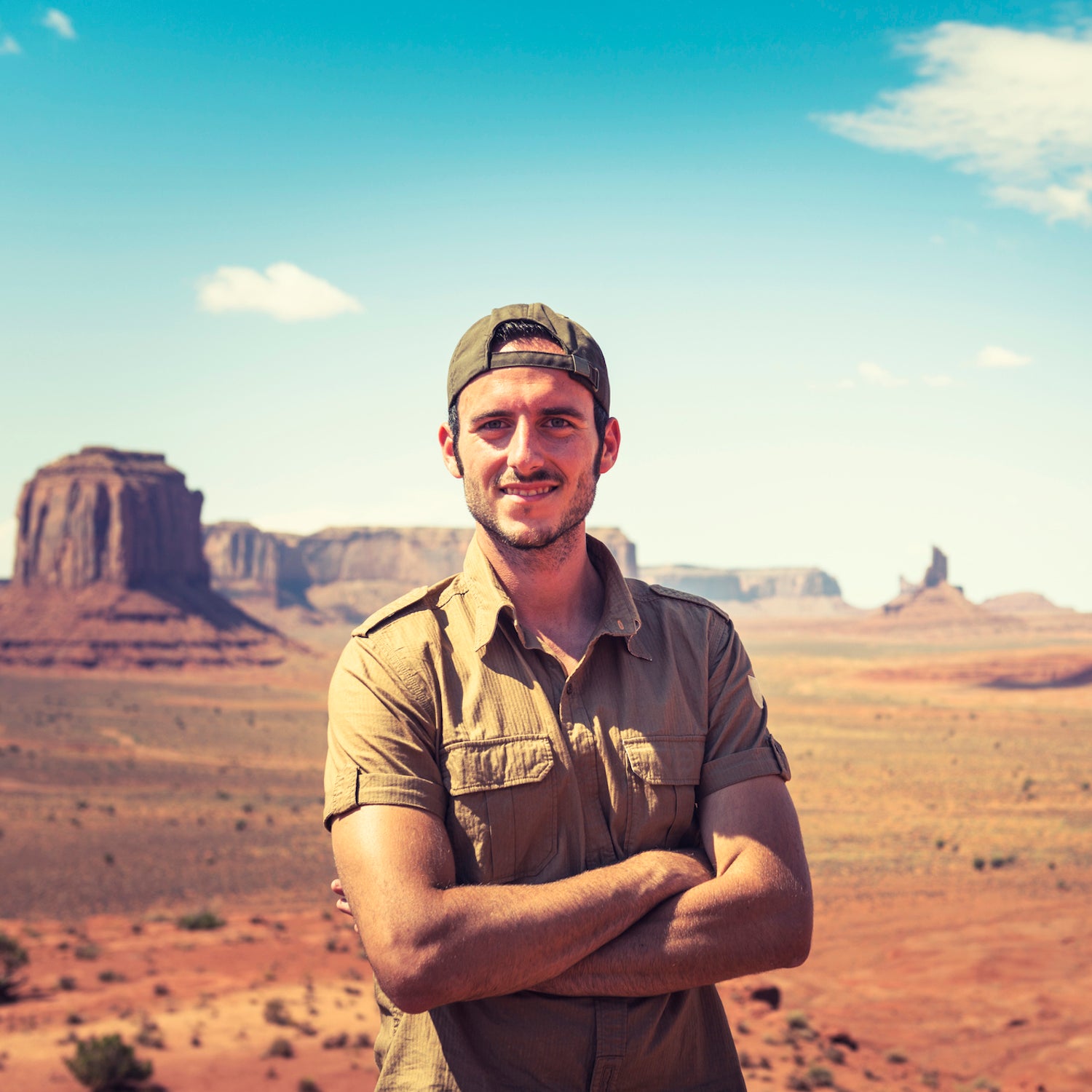 Ranger smiling on the Tribal National Park - Monument valley