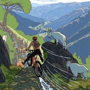 riding an eMTB in the mountains