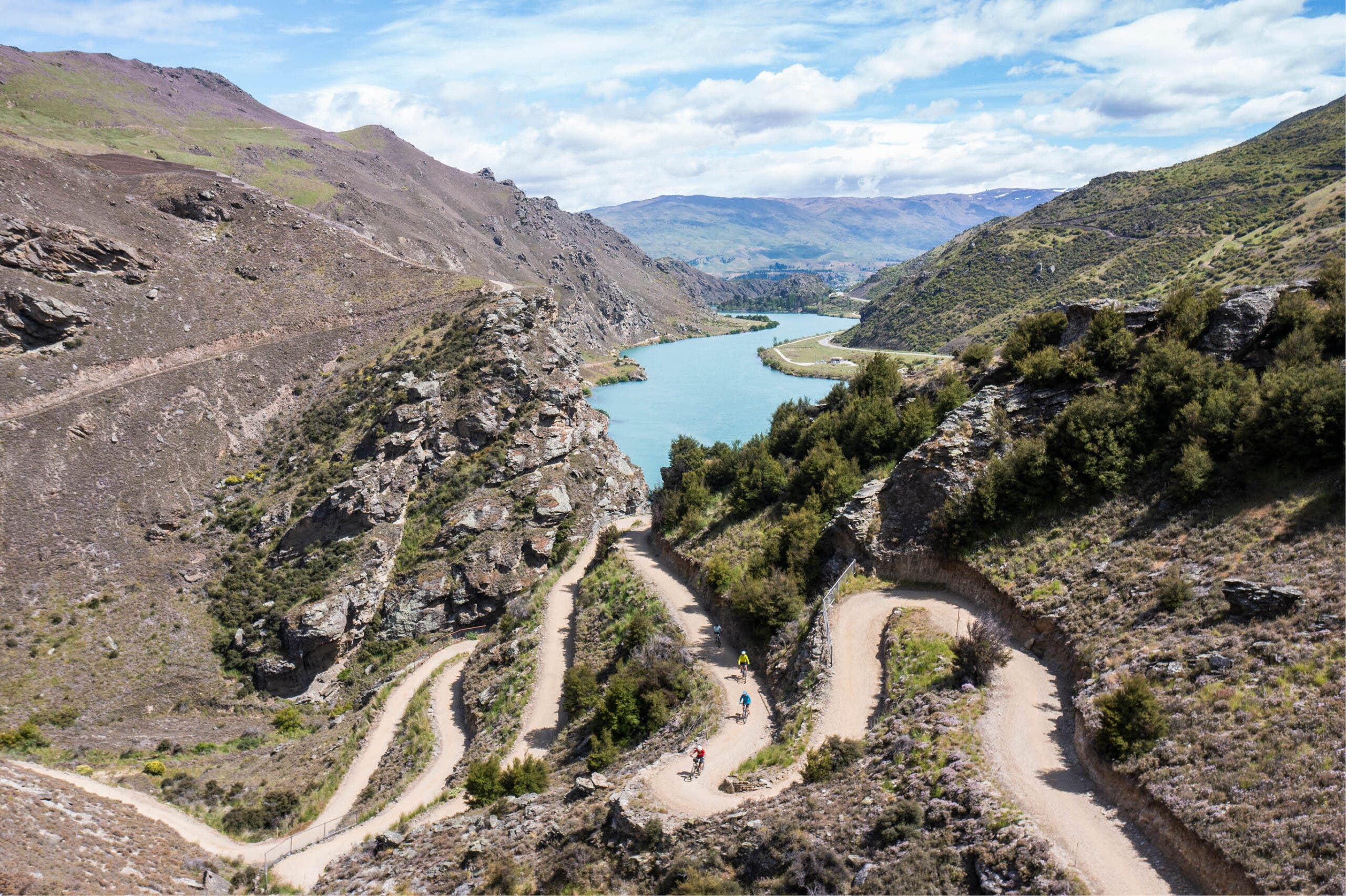 Winding road cyclists