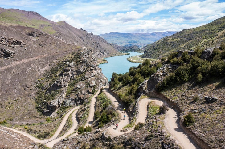Winding road cyclists