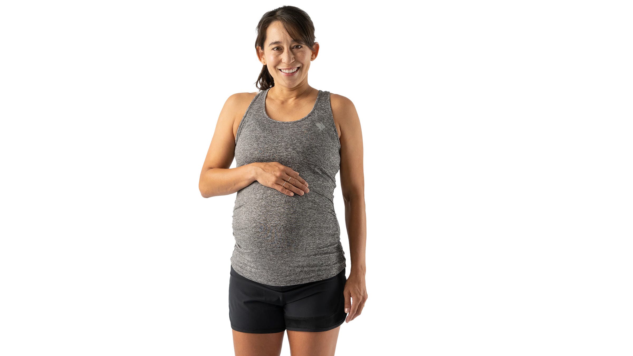 Woman wearing Rabbit EZ maternity tank