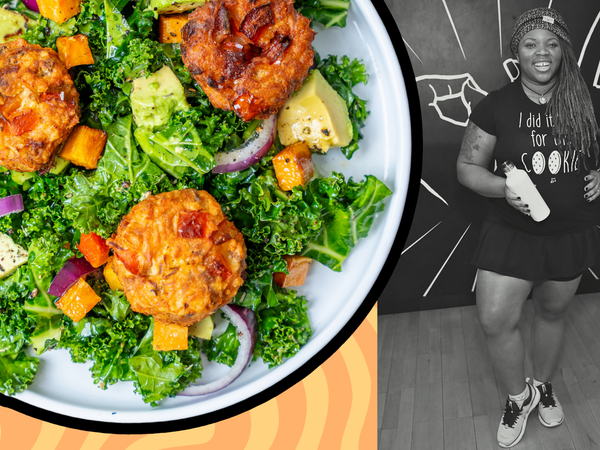 Salmon croquette and kale salad; and endometriosis recipe by an ultrarunner