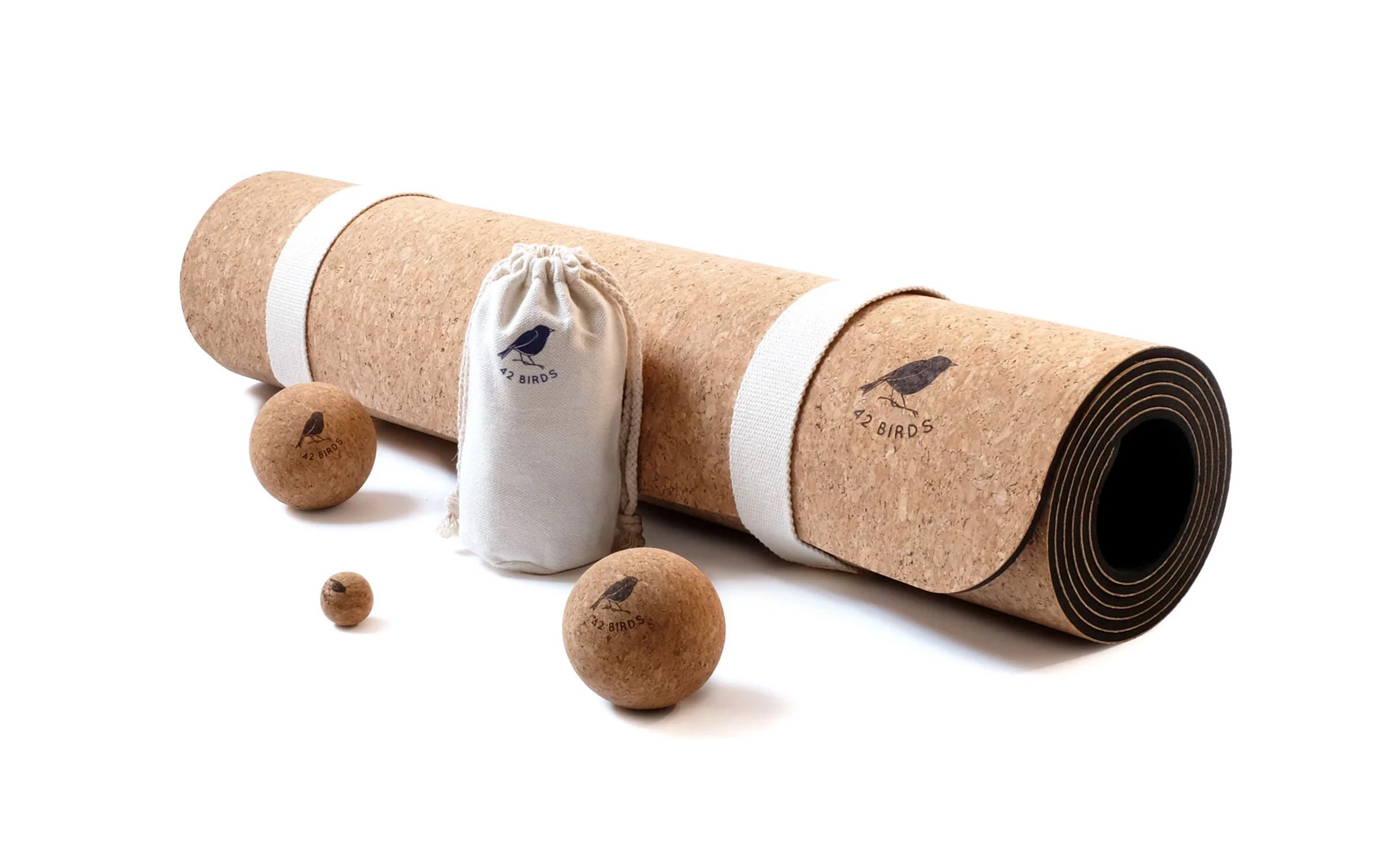Cork yoga matt and massage balls