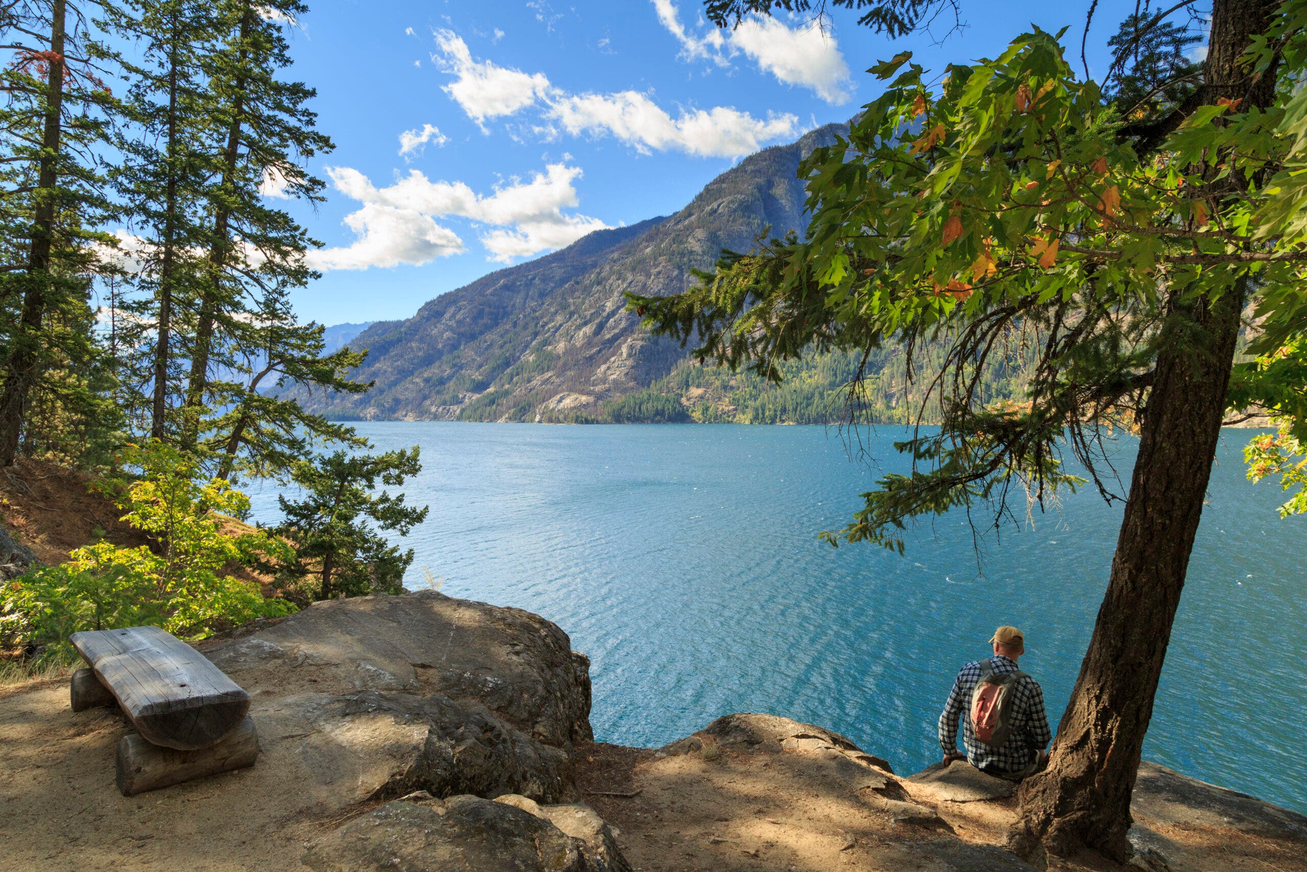 The lakeside trail near Stehekin, Chelan County, Washington, USA. Stehekin sits on Lake Chelan just south of North Cascade National Park.