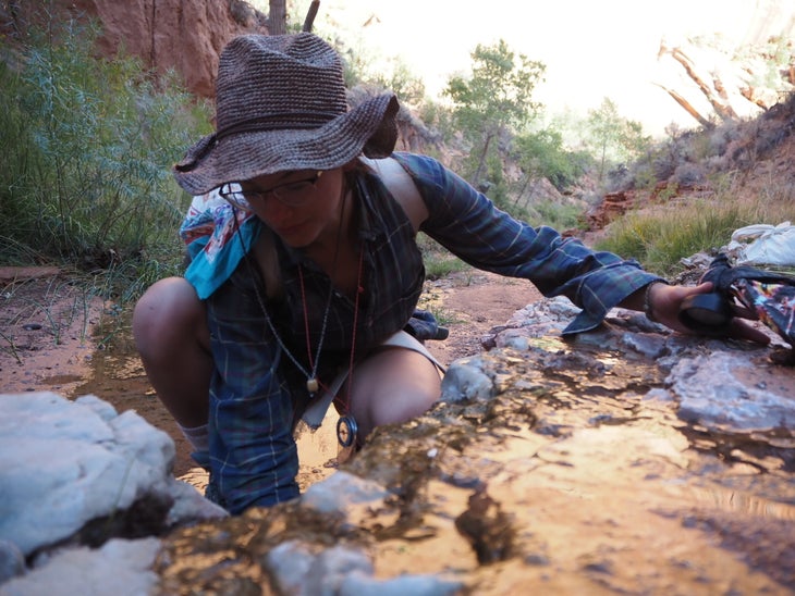 Woman getting water