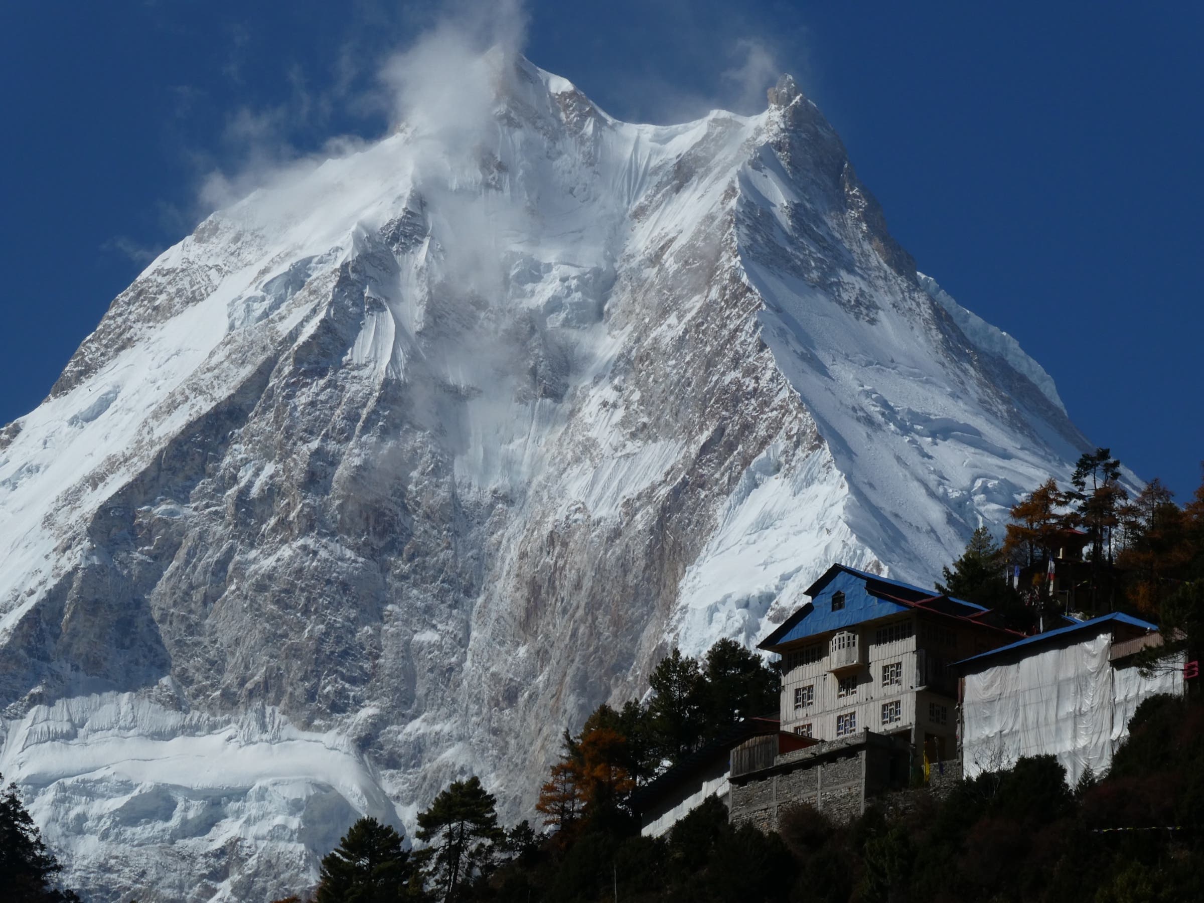 Large mountain with lodge