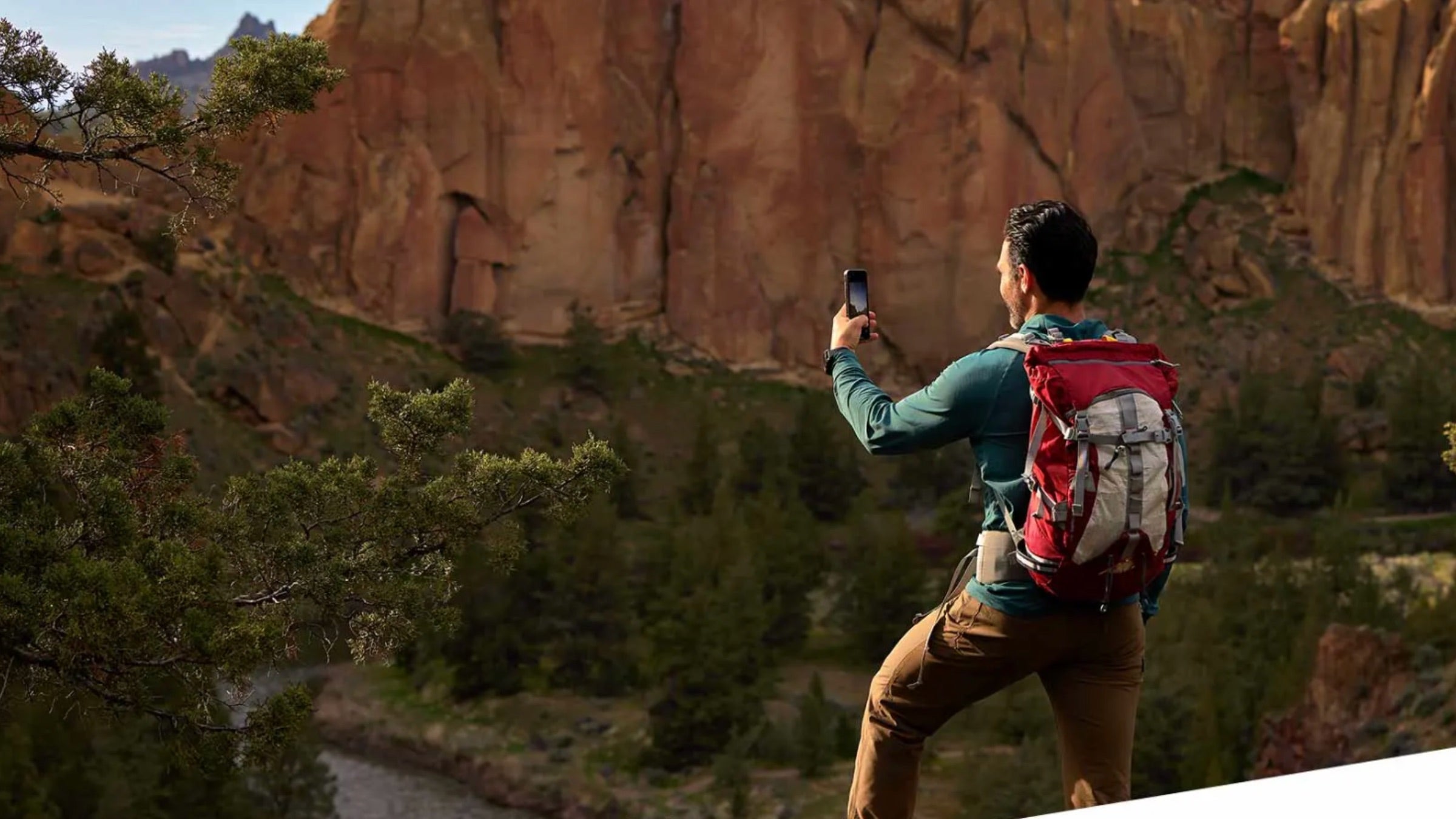 man using garmin on a hike