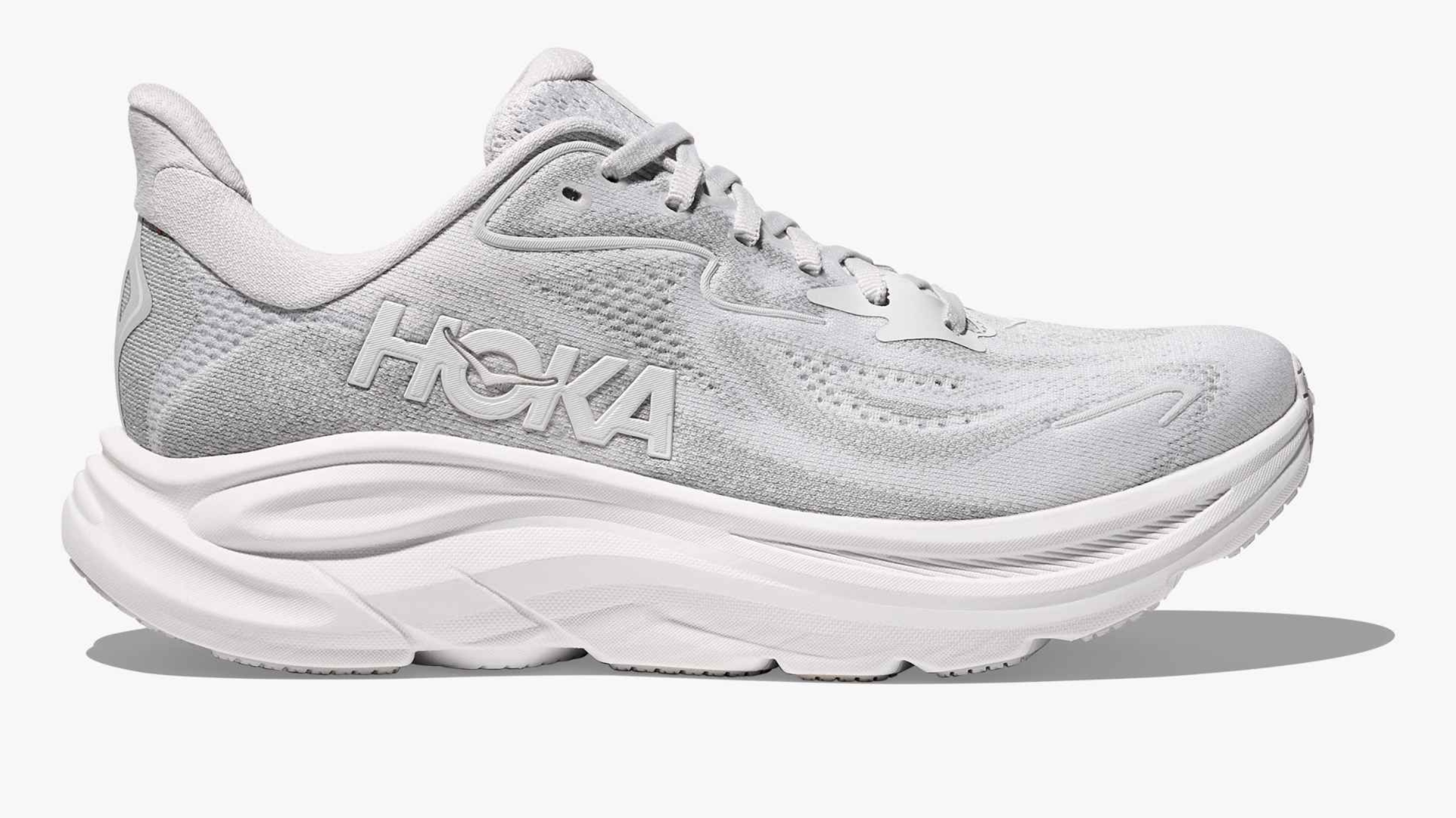 product image of women's Hoka Clifton 10 in white with white background