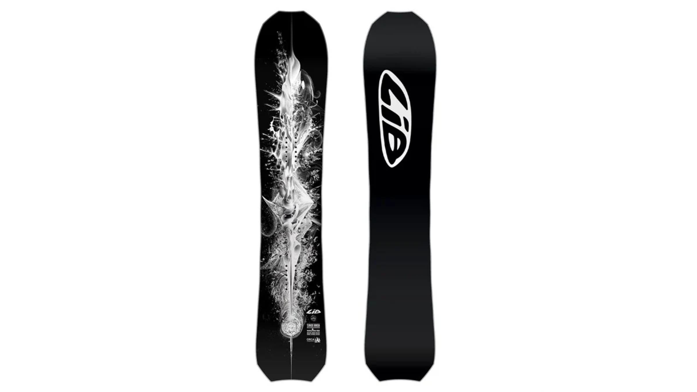 black snowboard on white background
