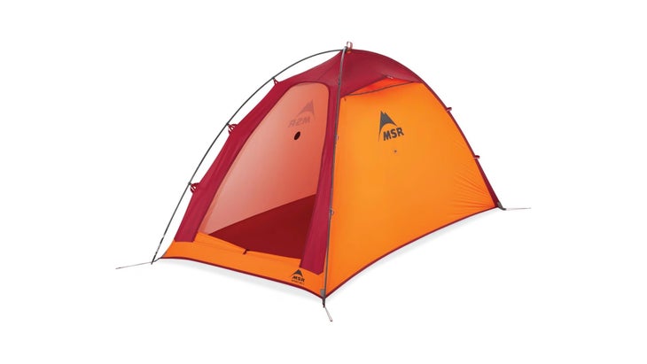 red and orange tent on white background