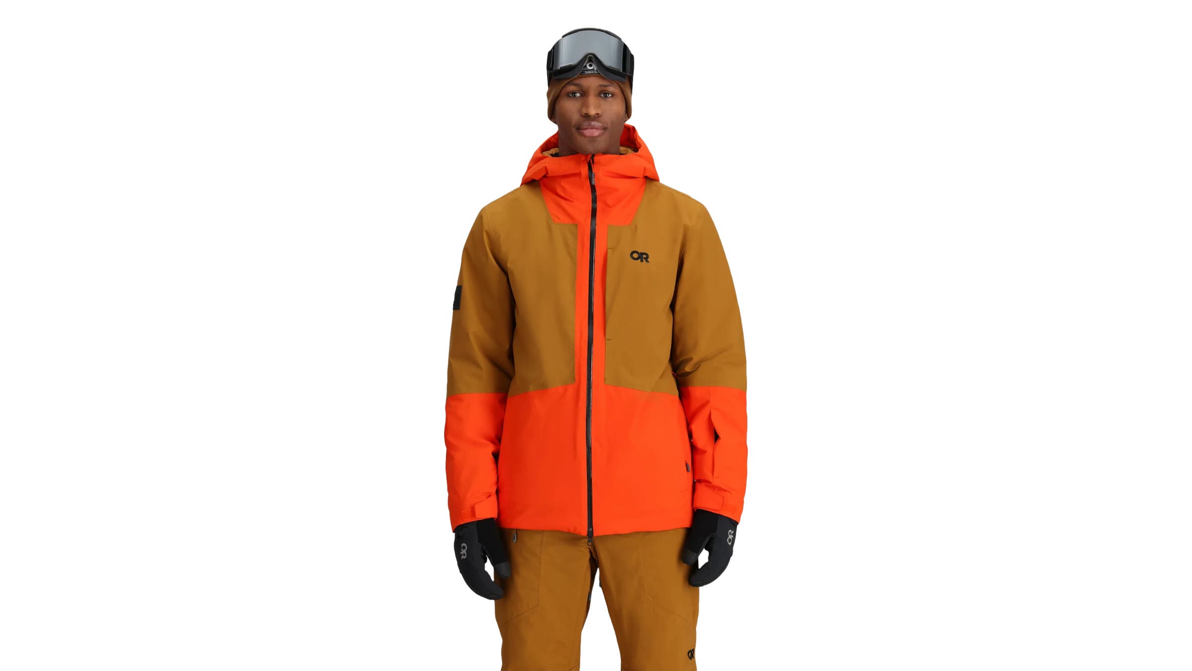 man in snow jacket aginst a white background