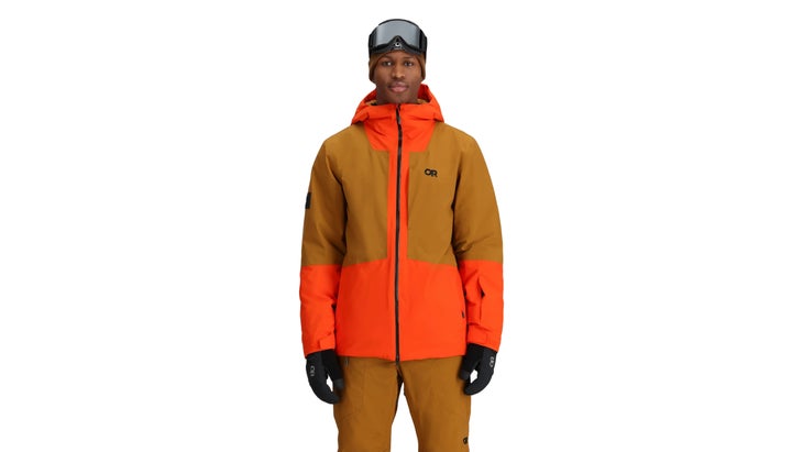 man in snow jacket aginst a white background