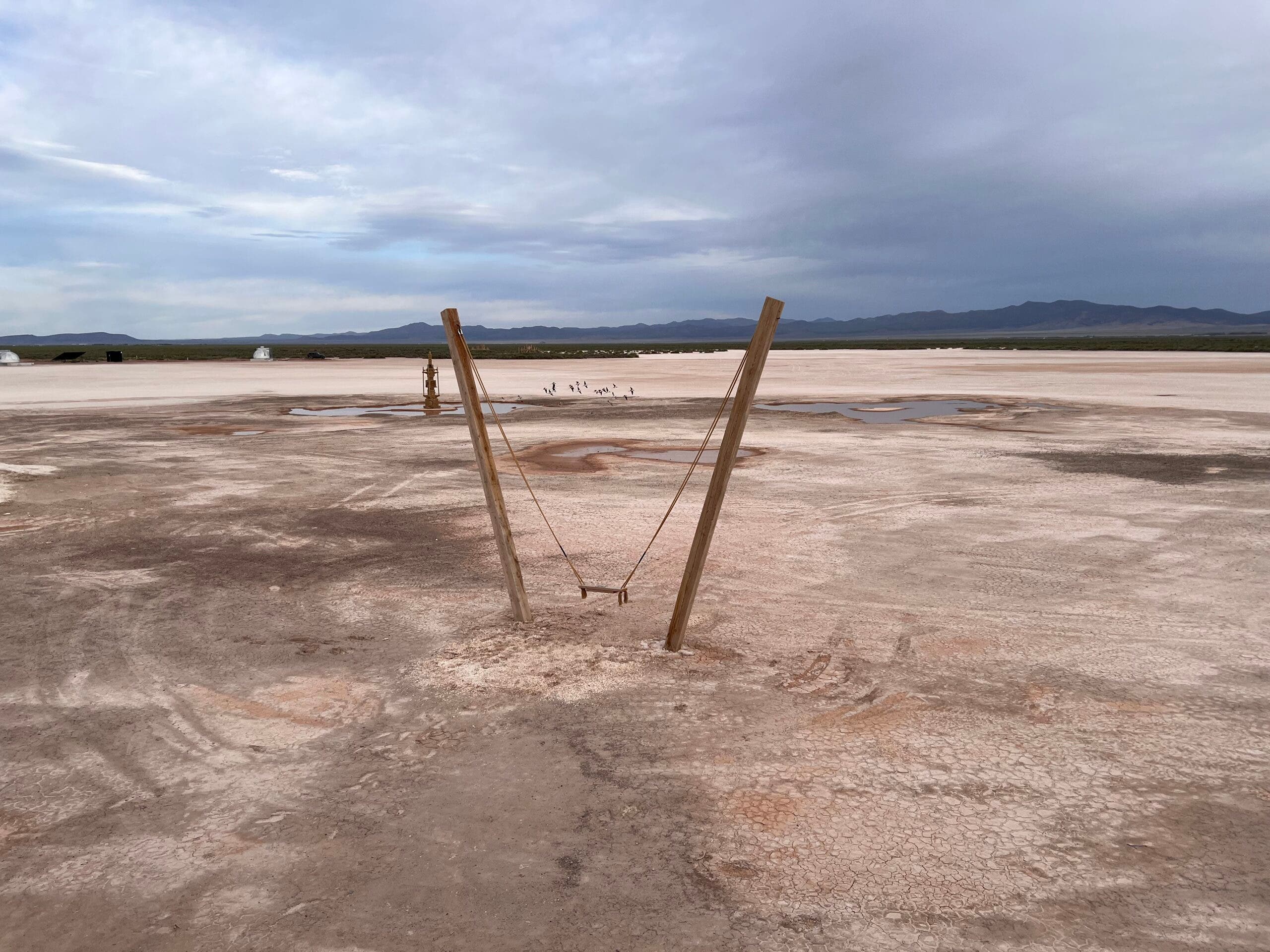 a swing in the desert