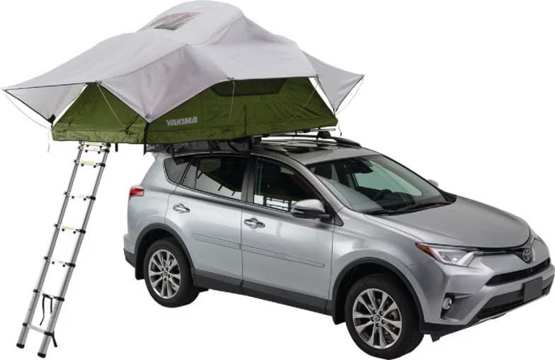 rooftop tent on car on white background