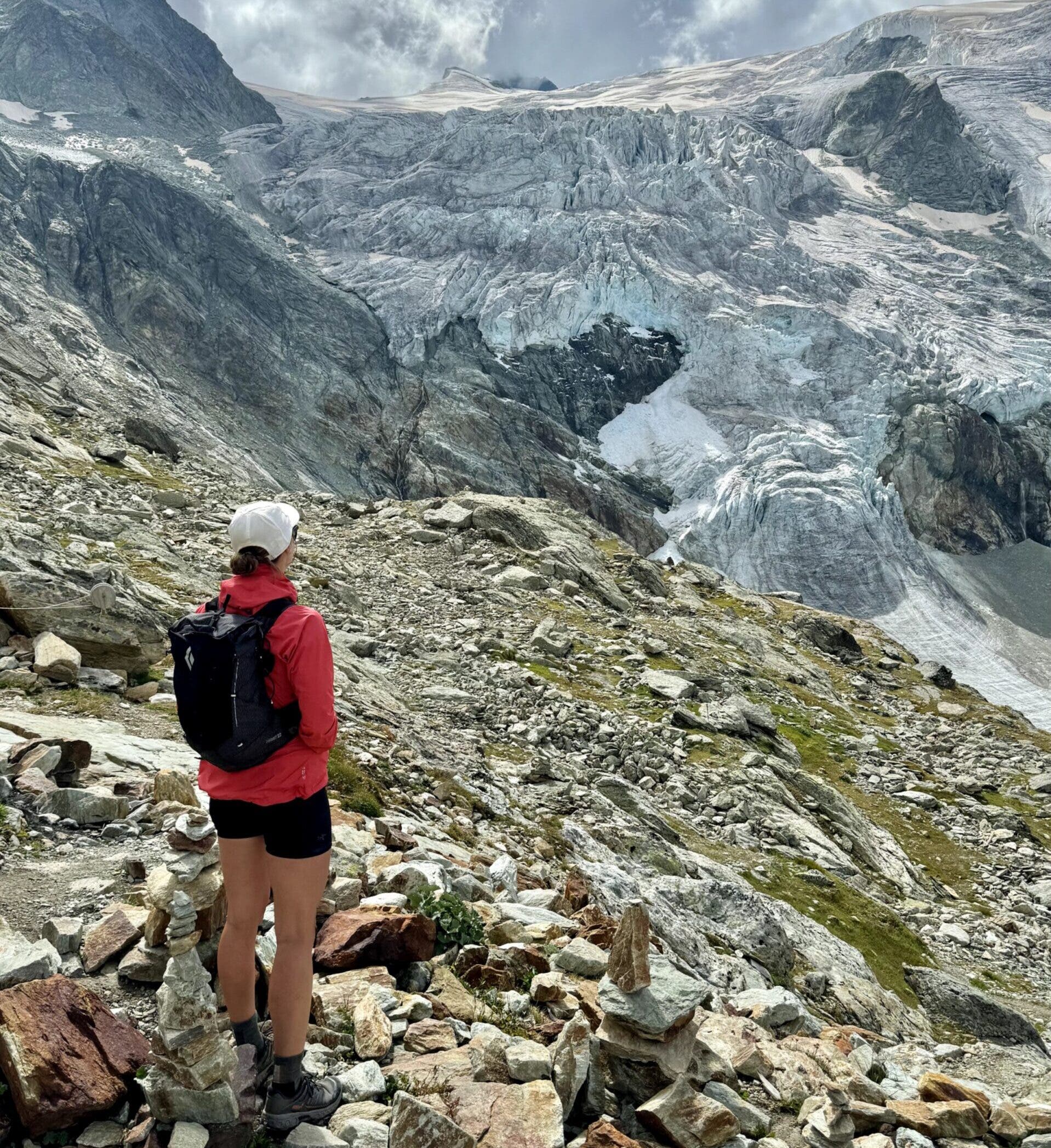 Hiker viewing glacier